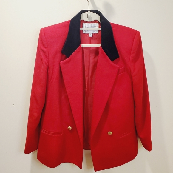 KAREN SCOTT women's red wool  blended blazer size 12 - Picture 4 of 11